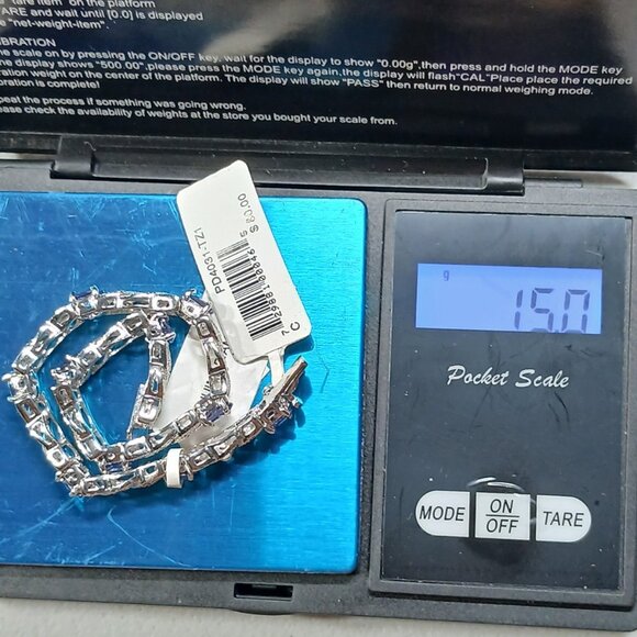 .925 Sterling Silver Blue Sapphire X-Link Tennis Bracelet 7.25" 15g NWT FMC - Picture 3 of 15
